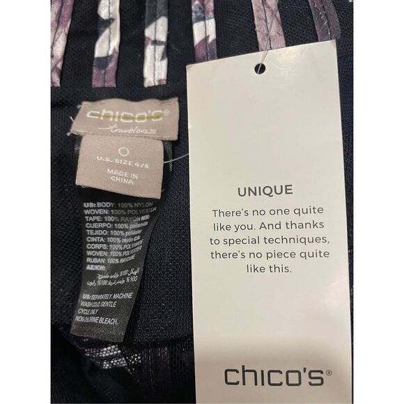 Chico’s Travelers Collection Striped Floral-Embroidered Jacket Size 0 - Picture 10 of 10